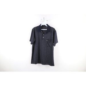 Vintage 90s Yves Saint Laurent YSL Mens Medium Striped Collared Polo Shirt Silk